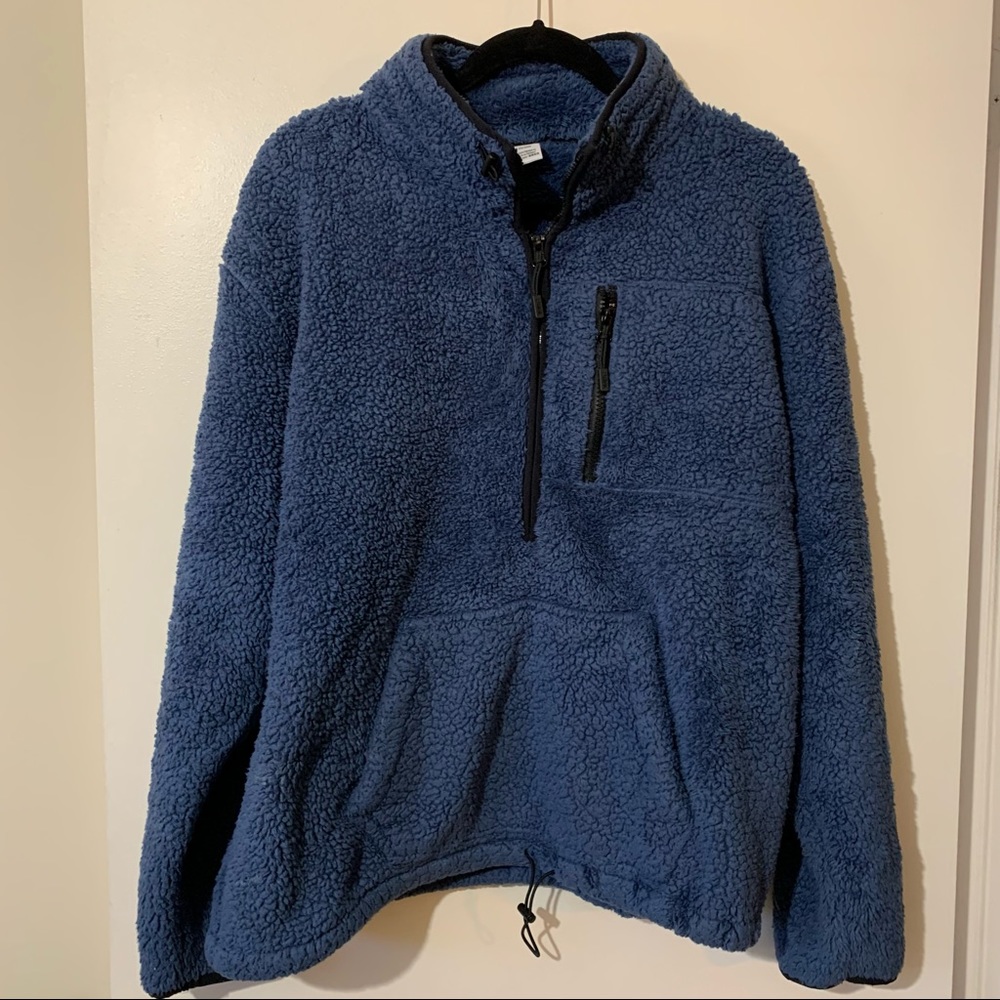 Victoria’s Secret Pink Blue 1/4 zip Sherpa with Kangaroo Pockets